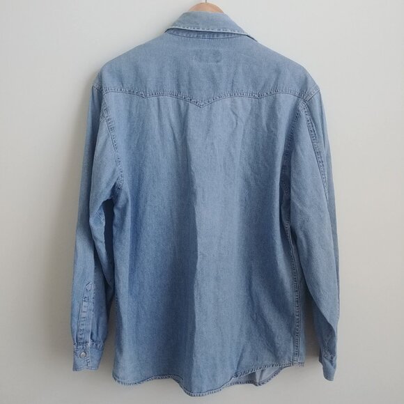 Big Star Mens 100% cotton snap front blue denim lightweight jean shirt Small - Picture 7 of 14
